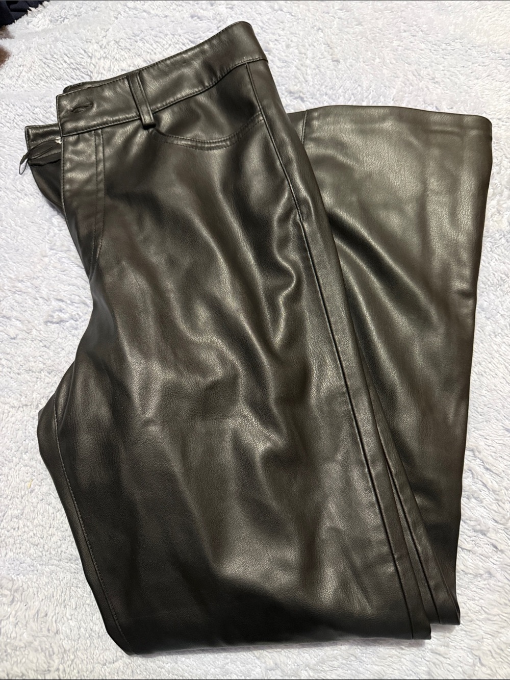 Zara Black Faux Leather Boot Cut Pants